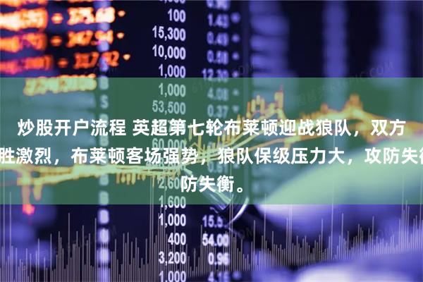炒股开户流程 英超第七轮布莱顿迎战狼队，双方争胜激烈，布莱顿客场强势，狼队保级压力大，攻防失衡。