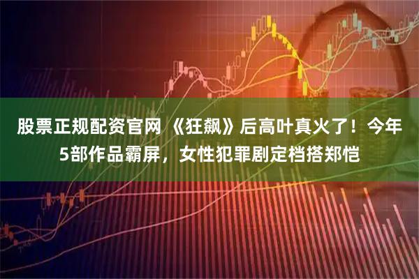 股票正规配资官网 《狂飙》后高叶真火了！今年5部作品霸屏，女性犯罪剧定档搭郑恺