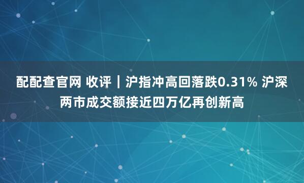 配配查官网 收评｜沪指冲高回落跌0.31% 沪深两市成交额接近四万亿再创新高